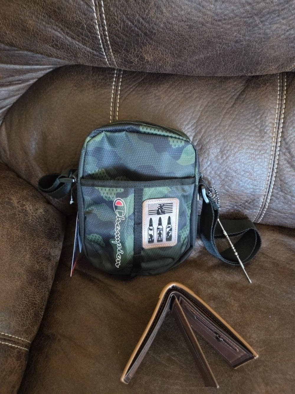 Champion Camo Crossbody Bag for Men - Green